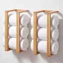 Gerrii 2 Pack Bamboo Towel Rack for Bathroom Wall Mounted, Natural Wooden Towel Shelf Holder for Rolled Towels, Bamboo Bathroom Accessories Organizer for Small Space Spa Storage Farmhouse Decor