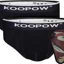 KOOPOW Youth Boys Baseball Cup Briefs With Soft Protective Athletic Underwear for Football, Lacrosse (Large, Black (2-pack))