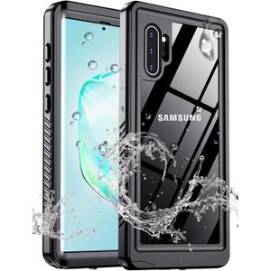 MOZOTER for Samsung Galaxy Note 10 Plus Case Waterproof,[IPX8 Underwater Case][Full Body Shockproof & Military Dropproof] Built-in Screen Protector for Samsung Note 10+ Plus 6.8 inch-Black