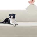 U-NICE HOME Velvet Sofa Covers Stretch Couch Covers for 3 Cushion Couch Furniture Protector Sofa Slipcover (Large, Beige)