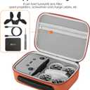 Carrying Case for DJI Neo Fly More Combo Accessories, Portable PU Leather Storage Travel Case for DJI Neo, Compatible with RC-N3 Remote Controller, Three-Battery, Charging Hub