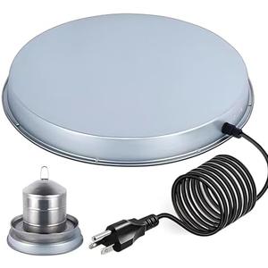 GUEOQTC Chicken Water Heater for Winter， Heated Poultry Waterer Base, with Thermostat and 9.8ft Power Cord, Dia.11in