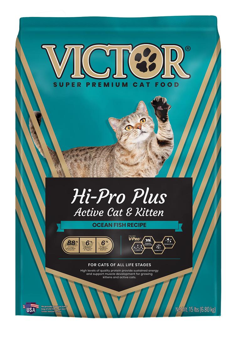 VICTOR Hi-Pro Plus Dry Cat Food - Active Adult Cat and Kitten, 15 lb, BBD 04/10/2027