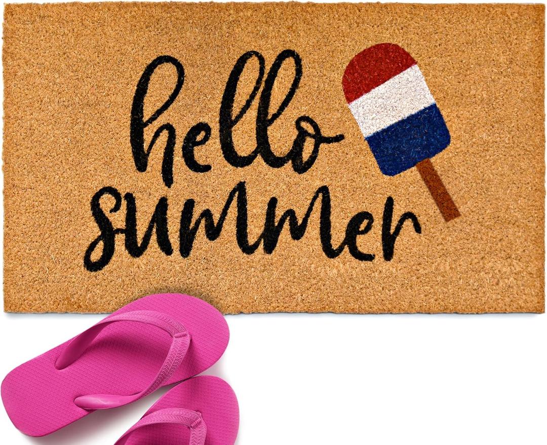 Hello Summer Welcome Mat Popsicle Decor 30x17 Inch, Summer Door Mat Outdoor, Summer Outdoor Mat, Outdoor Door Rug, Outdoor Door Mats, Outdoor Rug Door Outdoor Door Mats for Patio, Summer Doormat