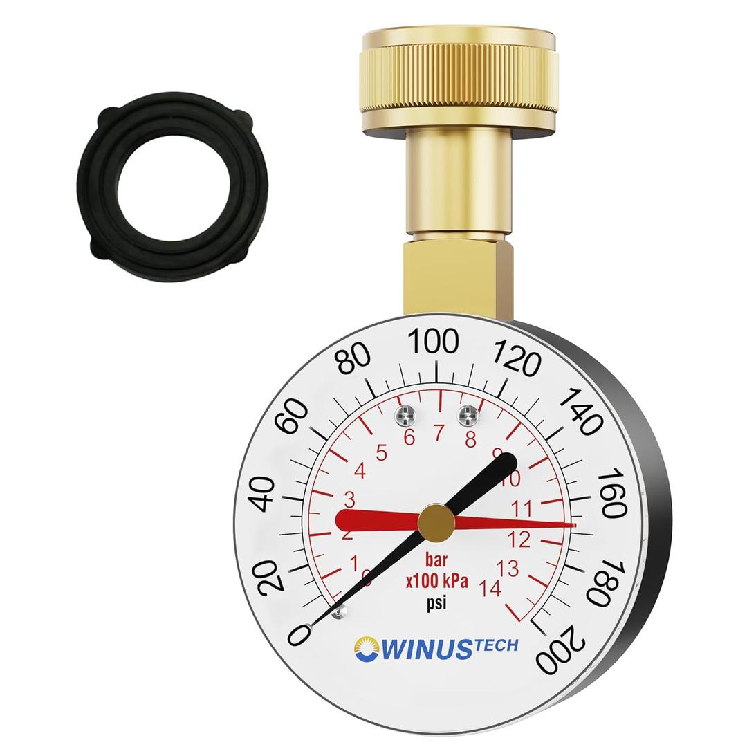Water Pressure Gauge 3/4" Female,0-200 PSI Pressure Gauge Water Pressure Test Gauge for Home,2.5" Dial.