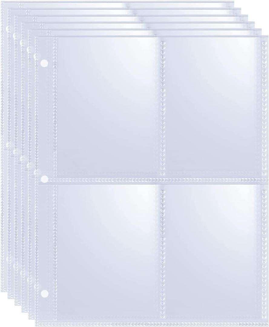 20 Pack 160 Pockets 2.5x3.5 Trading Card Sleeves,A5 Binder 4 Pocket Card Sleeves,Double-Sided 4 Pocket 6.1x7.6 Page Protector,Ultra-Clear Game Card Sheets for A5 Mini 3 Ring Binder