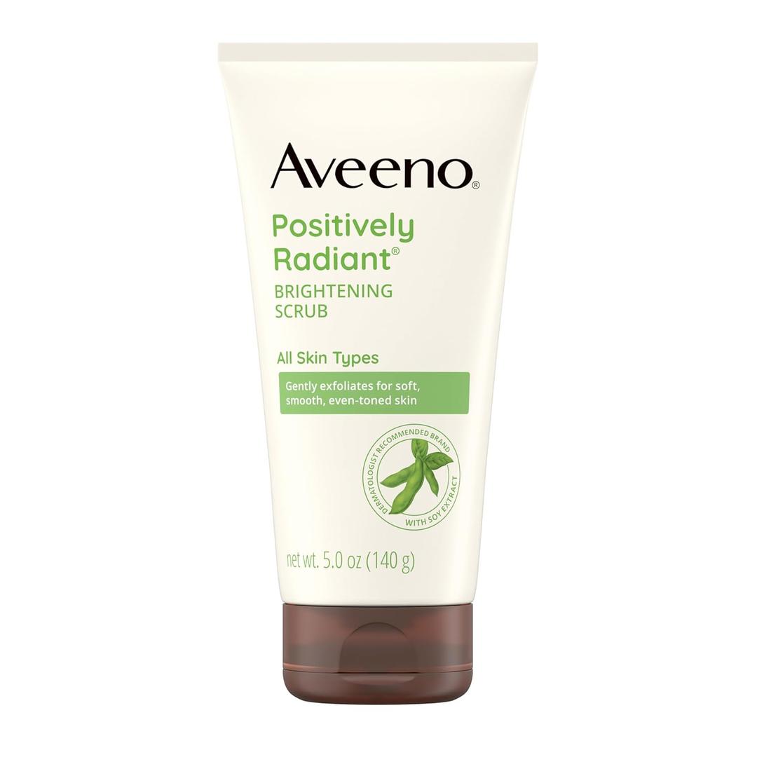 Aveeno Positively Radiant Skin Brightening Exfoliating Daily Facial Scrub, Gentle with Moisture-Rich Soy Extract, Helps Improve Skin Tone & Texture, Oil- & Soap-Free, Hypoallergenic, 5 oz (5 Ounce (Pack of 1))