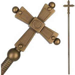 Pope Staff Prop, 45 Inch Detachable Cross Scepter for Priest Costume, Halloween Costume Accessories for Adults, Antique Bronze Theatrical Staff for Cosplay