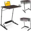FoldWise Upgraded Folding TV Tray Table - Extra Large & Sturdy Laptop Table for Couch, Height & Angle Adjustable Desk for Dinner, Work & TV - Includes Footrest, Cup Holder, iPad Holder & Edge Stopper