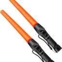 16 inch Traffic Wand Small Orange LED Safety Signal Wand Work Light Flashlight with Cone Flashing Modes,Wrist Strap Lanyard,Using 3 AAA Batteries(Not Included) A200 (2 Packs)