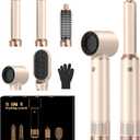 5 in 1 Hair Dryer Brush Set, Negative Ion Blow Dryer Brush Upgrade Hot Air Brush Air Styler Curling Wrap Air Curler, Curling Iron Hair Styling Tools As A Gift for Straight/Curl/Drying/Smoothing (Rice Gold)