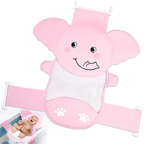 AIR&TREE Baby Bath Seat Support Net, Quick Drying, Adjustable, Comfortable, Non-Slip, Infant Bathtub Sling Shower Mesh for a Tub, with Safety Support Corners (Pink)