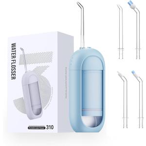 Water Flosser  Waterproof Portable for Teeth ，Water Dental Flosser Portable Cordless Oral Irrigator 3 Modes 6 Flossing Nozzles, Compact & Light for Travel (Blue)