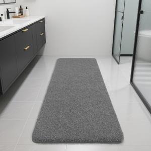 Bathroom Runner Rugs 48x24, Extra Soft and Absorbent Bath Mats, Non-Slip Shaggy Bath Rug for Bathroom Floor, Tub and Shower, Machine Washable, Quick Dry, Grey