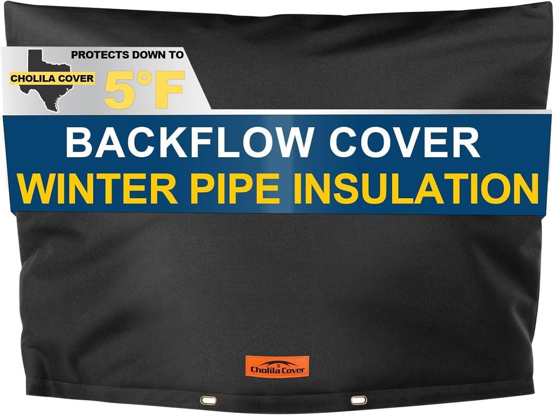 Backflow Preventer Cover Insulated (5F) with Thick 7 Layers Fabric, 36" W x 24" H Backflow Cover with Aluminum Foil Layer for Winter Pipe Freeze Protection, Backflow Insulation Cover (Black)