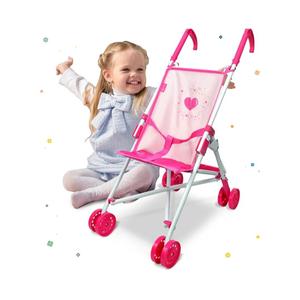 Anivia Baby Doll Collection Doll Stroller Heart Design Gifts for Toddlers and Girls Foldable Doll Stroller, Pink