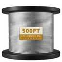 Stainless Steel Cable 1/8 Inch, 1 x 19 Strands Construction, 500FT T316L Stainless Steel Wire Rope Aircraft Cable for Deck Cable Railing, Fence, DIY Balustrades