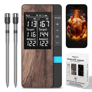 Wireless Meat Thermometer-Multi Sensors Digital Food Thermometer with Ultra-Thin Probes - Accuracy Bluetooth Meat Thermometer for BBQ, Grill, Smoker (2 Probes)