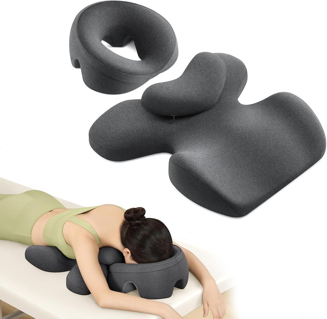 Prone Massage Pillow, a Chest and face Support Sleep Pillow, is Suitable for Massage, SPA and Sleep. Face Down for Eye Surgery After Surgery for Sleeping (Dark Grey)