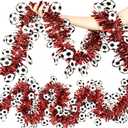 2026 World Soccer Party Decorations Soccer Tinsel Garland 50ft | Great for Watch Parties, Stadium Tailgates, Soccer Birthday Party, Home Bars. Football Themed Decoration for Soccer Fans