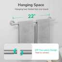 USHOWER Brushed Nickel Towel Bar, 22-Inch Towel Racks for Bathroom | Thicken SUS304 Stainless Steel Towel Rod, Towel Holder Wall-Mounted, Modern Home Decor (Total Length 24-Inch)