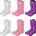 Shinymoon 6 Pair Seamless Afo Interface Socks Sensory Seamless Interface Cotton Non Binding Socks (Medium, White, Pink, Purple)