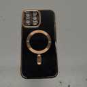 Case Compatible with iPhone 13 Pro Max Case Compatible with MagSafe Camera Protector Plating Gold Edge Soft TPU Shockproof Case for iPhone 13 Pro Max Case (6.7 Inch) (Black)