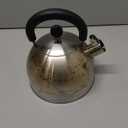 Primula Stewart Whistling Stovetop Tea Kettle Food Grade Stainless Steel, Hot Water Fast to Boil, Cool Touch Folding, 1.5-Quart, Brushed with Black Handle