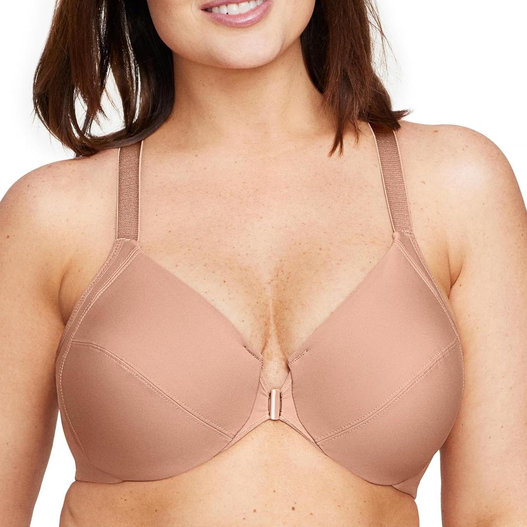 Glamorise Full Figure Plus Size Front-Closure Smoothing Wonderwire Bra Underwire #1247 (40C, Cappuccino)