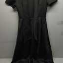 Memoriesea Women's Elegant Casual Short Sleeve Work Party A-Line Dress with Pockets (M, Black)