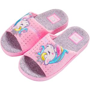 Kids Family Unicorn Slippers Household Anti-Slip Indoor Home Slippers for Girls and Boys (9-10 Toddler, Pink)