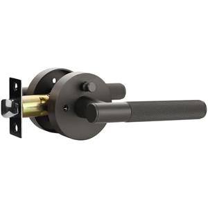 Litlheim Privacy Knurled Grey Door Handle - Durable, Stylish Interior Lever for Bedrooms & Bathrooms - Modern Design & Functionality