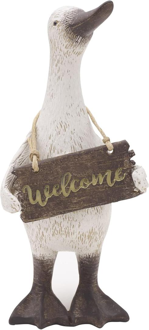 Elements 5.51x4.92x11.81 Inch Resin Duck with Welcome Sign Tabletop Decor