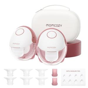 Momcozy Breast Pump Hands Free Mobile Style | M6, Wearable Breastfeeding Pump Ideal Rhythm for More Milk, DoubleFit Flange More Fit & Discreet with 3 Modes & 9 Levels, 24mm - 2 Pack Cozy Red