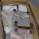 Candle Stick Buffet Table Lamp Set of 2, 33'' Vintage Nightstand Lamps with Silver Leaf Finish and White Linen Shades, 3-Way Dimmable Bulb Included, Country Style Bedside Lamps for Living Room Bedroom