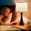 Touch Lamp for Living Room Bedroom, 21" Table Lamps Set of 2 with USB C+A Ports and White Lamp Shades, Touch Bedside Lamps for Nightstand with 3 Way Dimmable, 2 LED Bulbs Included