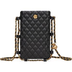 Montana West Quilted Mini Crossbody Bags for Women Trendy Cell Phone Purse (Black)