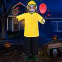 Halloween Decorations Outdoor 4FT Life Size Scary Boy Animatronics Prop with Glowing Red Balloon Sound & Motion Activated Sensor Outside Indoor Yard Haunted Party Grave Decor