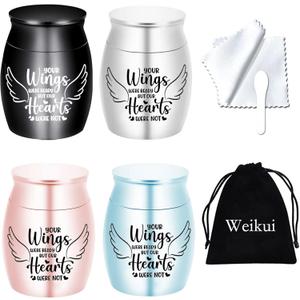 Small Cremation Keepsake Urns for Human Ashes - Set of 8- Mini Cremation Urns for Ashes Beautiful Keepsake Sharing Urns Stainless Steel Memorial Ashes Holder(4 Color urns)