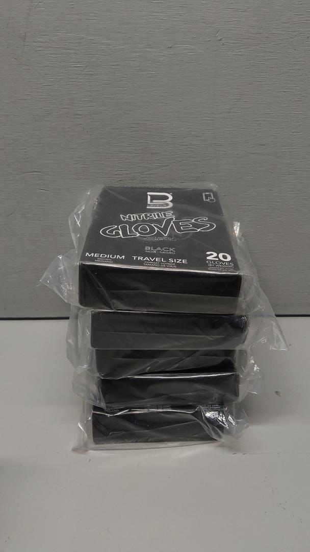 L3 Level 3 Nitrile Gloves - Professional Heavy Duty Disposable Gloves - Latex Free - Fits Snug - Pack Of 5, Box of 20 (Black, Medium)