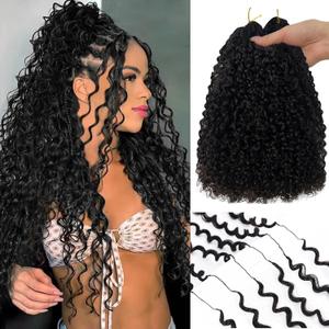 Human Crochet Hair for Black Women 60g 18 Inch Curly Crochet Real Human Hair Lightweight Feather Human Crochet Hair Invisible Tangle Free Wet and Wavy Crochet Hair Extensions for Braiding