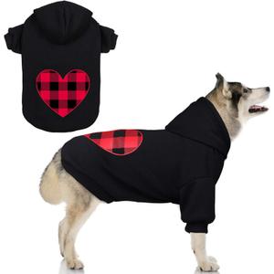 Dog Hoodie Sweater Sweater for Dogs Pet Clothes Black Buffalo Plaid Warm and Soft Breathable Cozy(XXL) (Heart)