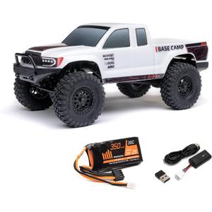 Axial RC Truck 1/24 SCX24 Base Camp 4x4 Rock Crawler Brushed RTR(Everything Needed to Run is Included) - White, AXI-1219T1