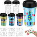 Set of 48 Father's Day DIY Color Your Own Cups 10 oz Coloring Cups Color Your Own Plastic Mugs for Adults Party Favors Crafts Home Activities Father Gifts