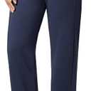 Womens Fleece Lined Sweatpants Cotton Straight Leg Sweat Pants Winter Running Casual Yoga Lounge Workout Pockets 31'' Navy, Medium