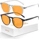 2 Pack Blue Light Glasses For Woman/Men Blue Retro Round Light Blocking Glasses