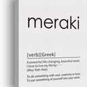 BIQRP Greek Art Meraki Definition Print Canvas Wall Art Home Office Decor Modern Greek Themed Life Quote Painting Canvas Poster Framed Ready to Hang Artwork, 11.5 X 15 Inch