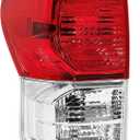 HECASA LH Tail Light Compatible with 2007-2013 Toyota Tundra Pickup Halogen Rear Brake Tail Lamp Assembly Replacement for 815600C090 TO2800183 (Red Lens+Clear Lens+Chrome Housing)