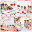 Briwooody 6 Pcs Strawberry Table Decorations Red Pink Strawberry Tiered Tray Decor Summer Wooden Sign Rustic Tabletop Centerpiece Farmhouse Tall Standing for Birthday Baby Shower Party Home Decor