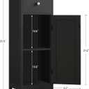 Iwell Bathroom Storage Cabinet, Small Bathroom Floor Cabinet with Drawer & Storage Shelf, Free-Standing Organizer Cabinets for Hallway/Living Room, Black, 11.8"L*11.8"W*31.5"H